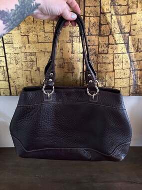 Coach Penelope Pebbled Leather Carryall Shoulder Bag in Chocolate Brown